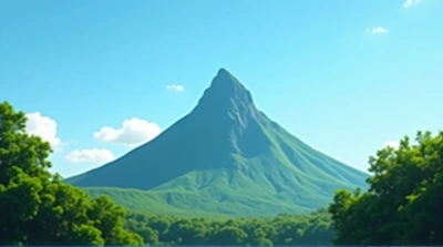 Lush Summit Against Clear Blue Sky