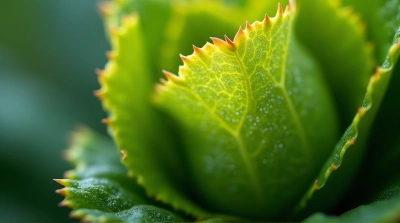 Macro Close-Up Of Vibrant Leaf Texture In Soft Light