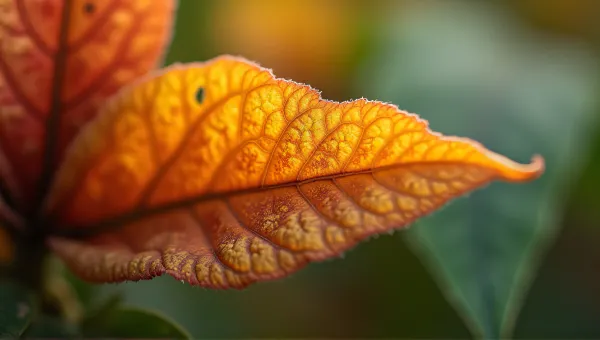 Macro Close-Up Of Vibrant Leaf Texture In Soft Light
