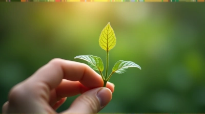 Macro View of Vibrant Sprig with Veins