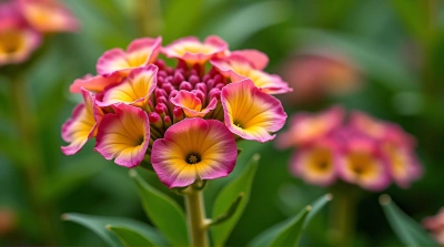 Magenta And Golden Blooms With Green Stems