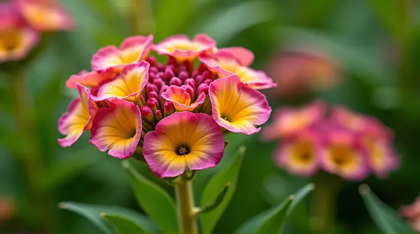 Magenta And Golden Blooms With Green Stems