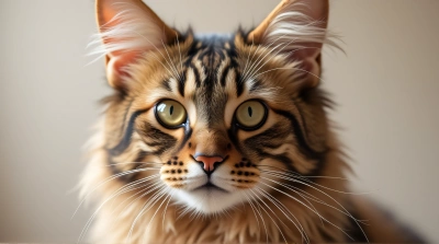 Maine Coon Cat Face With Tufted Ears And Expressive Look
