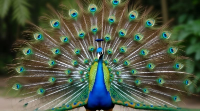 Male Peacock Showing Full Feather Display
