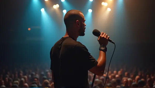 Male Singer Performing On Vibrant Stage Lighting