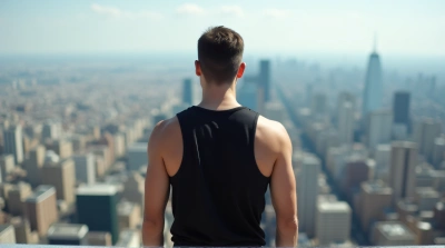 Man in Black Tank Top Overlooking Metropolis View