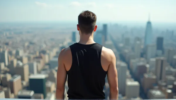 Man in Black Tank Top Overlooking Metropolis View