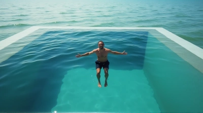 Man Diving Into Clear Water Body Midair