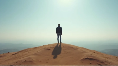 Man On Gentle Rise With Expansive Sky View