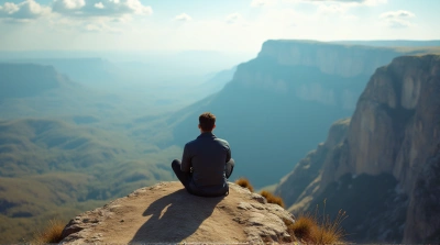 Man On High Plateau With Expansive Landscape View