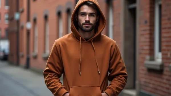 Man In Hoodie Against Urban Brick Wall