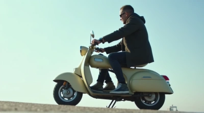 Man On Pale Motorbike Showing Focus And Motion