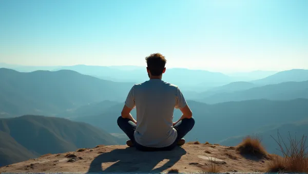 Man Sitting Cross-Legged Over Rolling Hills