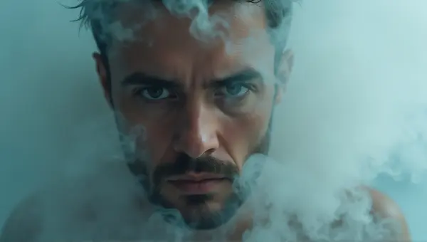 Man Surrounded By Swirling Vapor Patterns