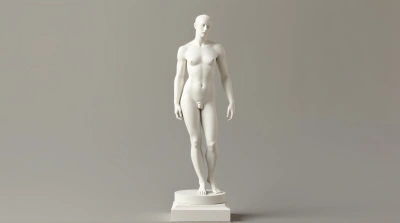 Marble Figure Sculpture On Pedestal In Soft Light