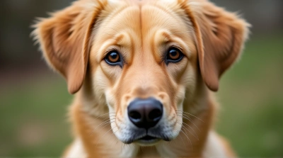 Mature Yellow Dog With Gentle Expression Portrait