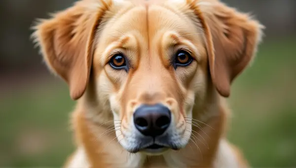 Mature Yellow Dog With Gentle Expression Portrait