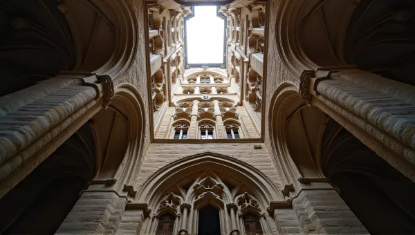 Medieval Tower With Pointed Arches And Tracery