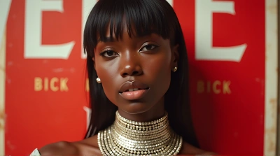 Metallic Necklace Close-Up Against Veneta Poster