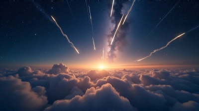 Meteor Shower Streaks Across Celestial Sky