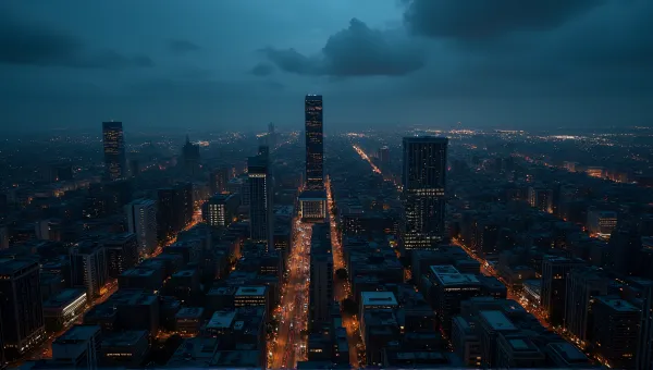 Metropolitan Cityscape At Night With Busy Roads