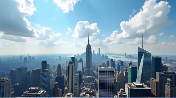 Metropolitan Skyline Panorama With Skyscrapers