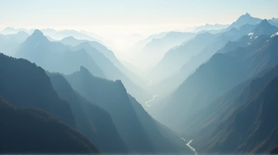 Misty Mountain Layers With Light And Shadow