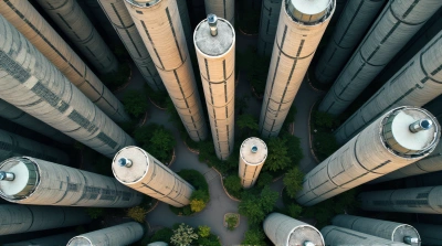 Modern High-Rise Buildings With Green Spaces