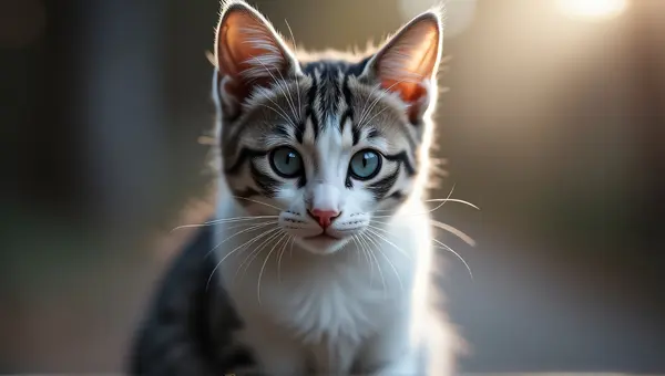 Monochrome Cat Close-Up With Soft Bokeh Background