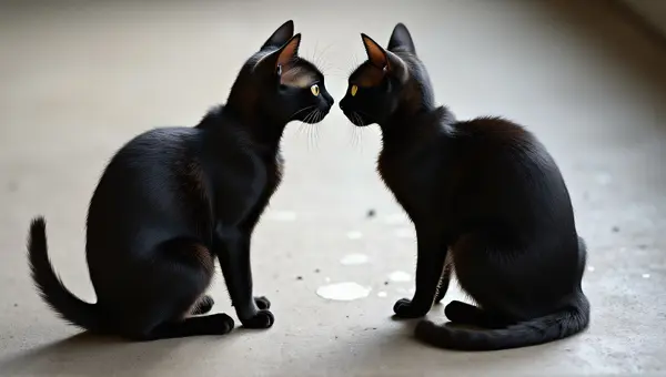 Monochrome Cats Facing Each Other On Textured Surface