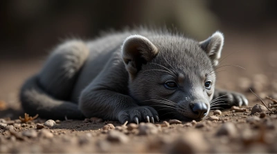 Monochrome Creature Resting On Rich Earth