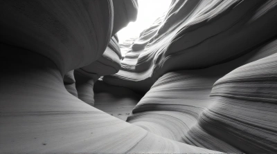 Monochrome Curved Rock Formations With Layered Texture