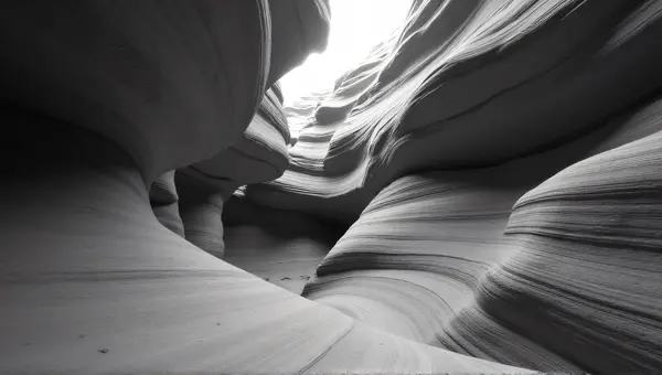 Monochrome Curved Rock Formations With Layered Texture