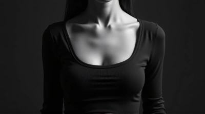 Monochrome Figure In Textured Scoop-Neck Garment