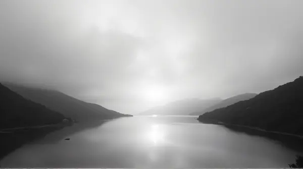 Monochrome Lake Reflection With Symmetry