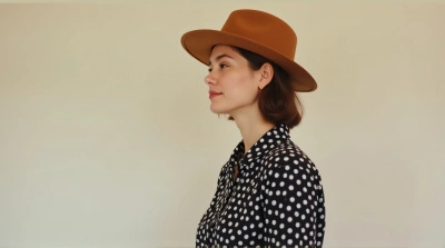 Monochrome Polka Dot Blouse With Chestnut Hat
