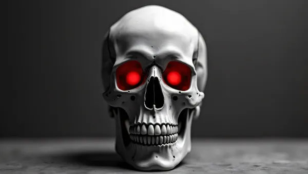Monochrome Skull Close-Up Crimson Light