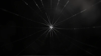 Monochrome Spiderweb Close-Up With Delicate Patterns