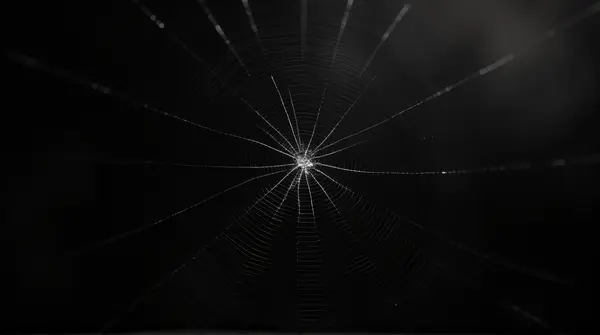 Monochrome Spiderweb Close-Up With Delicate Patterns