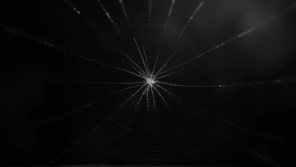 Monochrome Spiderweb Close-Up With Delicate Patterns