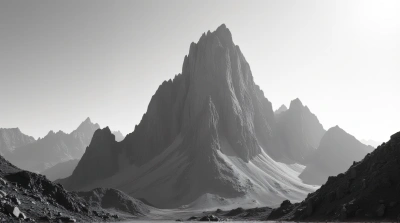 Monochrome Towering Peak Under Clear Sky