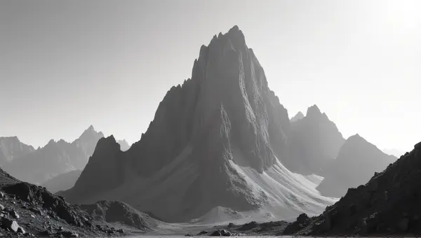 Monochrome Towering Peak Under Clear Sky