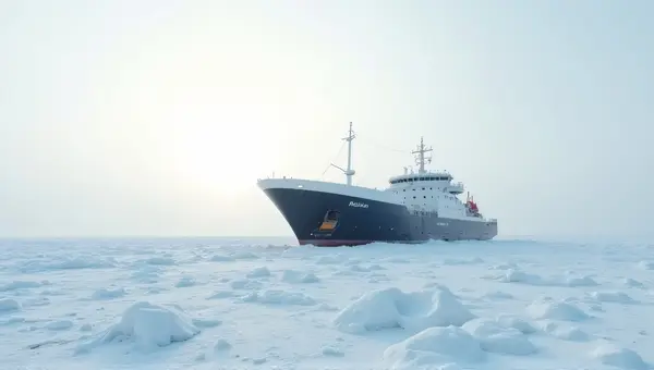 Monochrome Vessel On Frosty Ground Under Soft Daylight