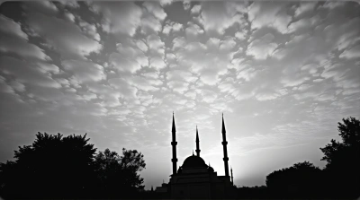Mosque Domes And Minarets Under Dramatic Sky