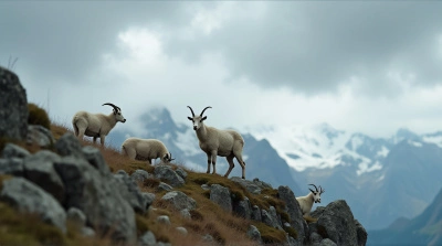 Mountain Goats on Jagged Highland Ridges