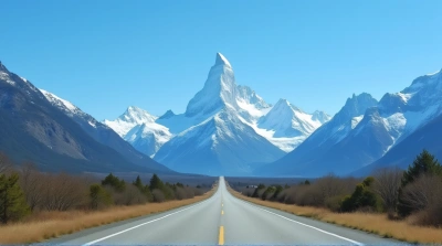 Mountain Range With Asphalt Pathway Under Clear Sky