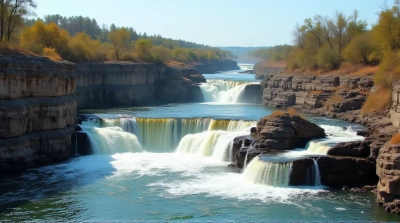 Multi-Tiered Water Streams Flowing Over Stone Ledges