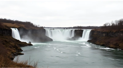 Multiple Waterfalls Flowing Down Jagged Ledges