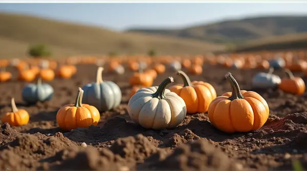 Muted Silver And Burnt Sienna Pumpkins On Soil