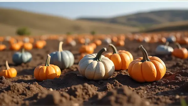 Muted Silver And Burnt Sienna Pumpkins On Soil
